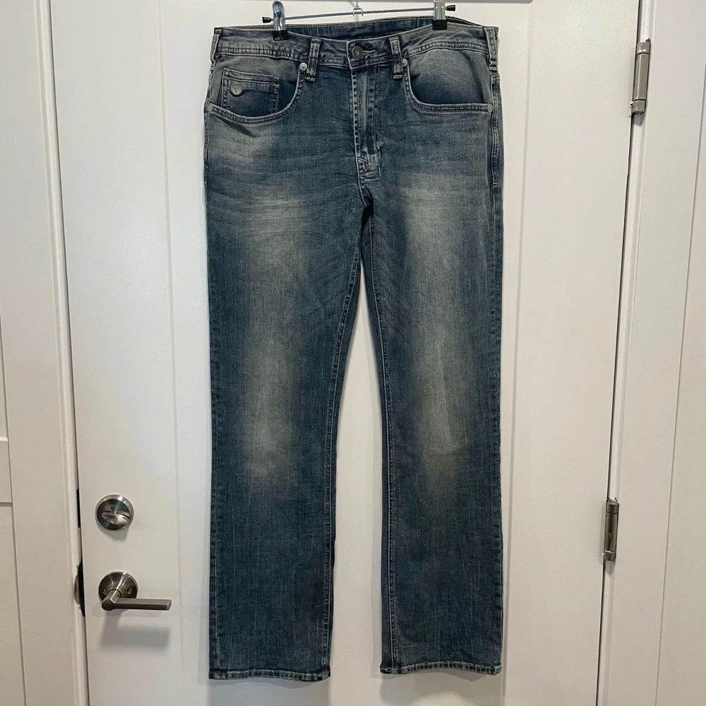 Buffalo David Bitton Six-X Straight Stretch Jeans Mens 34x32 Medium Wash Denim